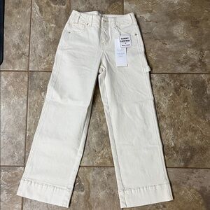 Risen Tummy Control Wide-Leg Cream Jeans